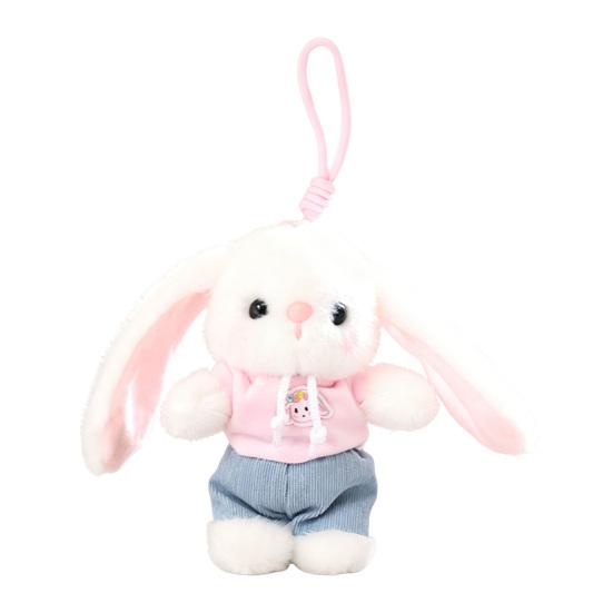 Cute Fluffy Bunny with Small Stuffed Animal Tulip Plush Keychain Pendant for Bag