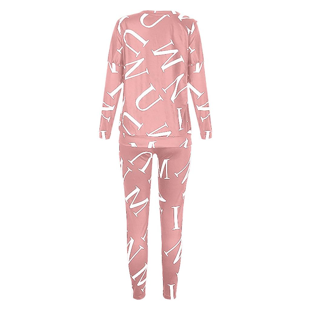 Women's Casual Fashion Printed  Sleeve Trousers Casual Sports Women's Suit