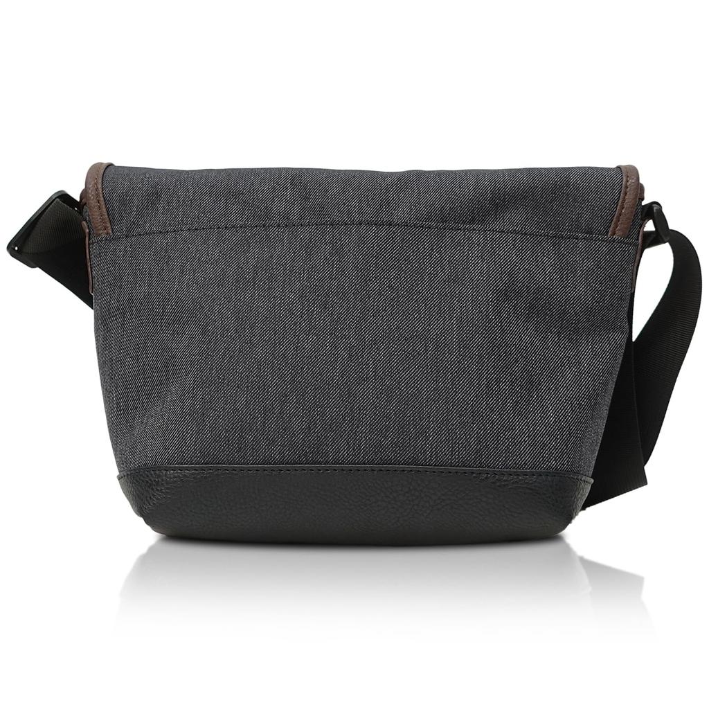 Mini Messenger Bag 0411518 Combination Synthetic Leather Polydenim Switch Compact with Pocket 22269303 Black 2 X Gray [Edwin] (Black