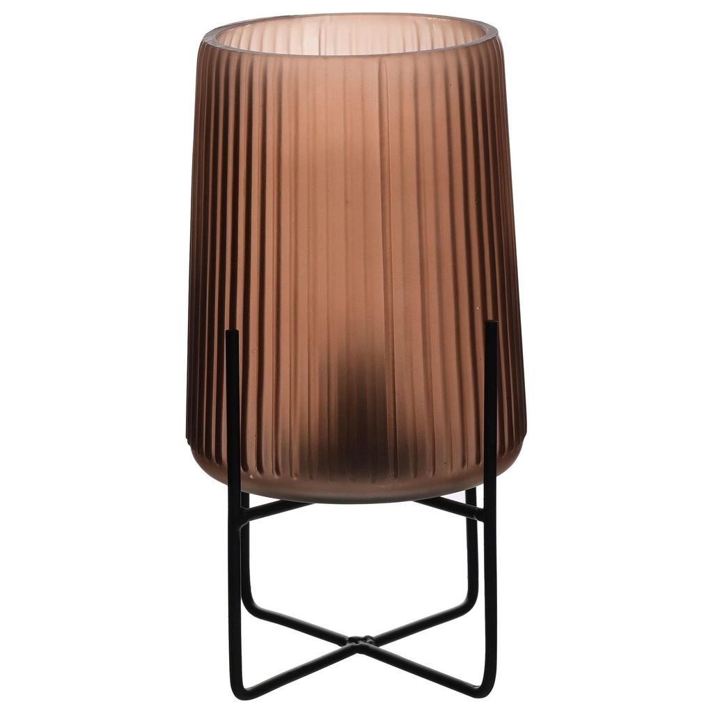 Hestia Battery Operated Glass Lamp With Stand Frosted Coffee 12.5cm x 23cm