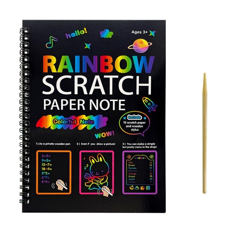 Notes do rysowania z zadrapaniami, z podwójną spiralą, z drewnianym narzędziem dla dzieci i dorosłych, do rysowania artystycznego