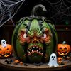 Halloween Pumpkin Statue Ghost Resin Figurine Scary Pumpkin Doll for Yard Office Indoor Outdoor Unique Halloween Gifts for Adults