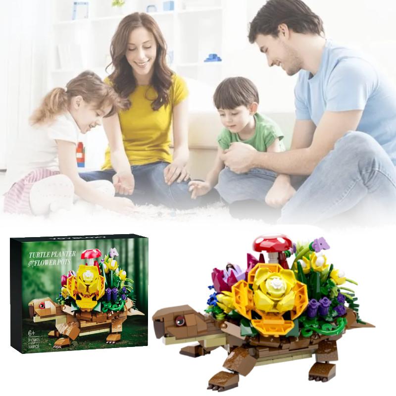 Planter 509pcs Turtles Flower Pots Building Blocks Toy Model Tabletop Gift Decor