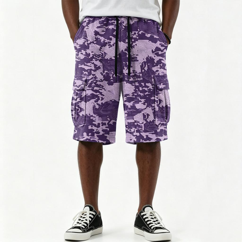 Men's Casual Print Drawstring Shorts with Pockets, 5 Inch Inseam