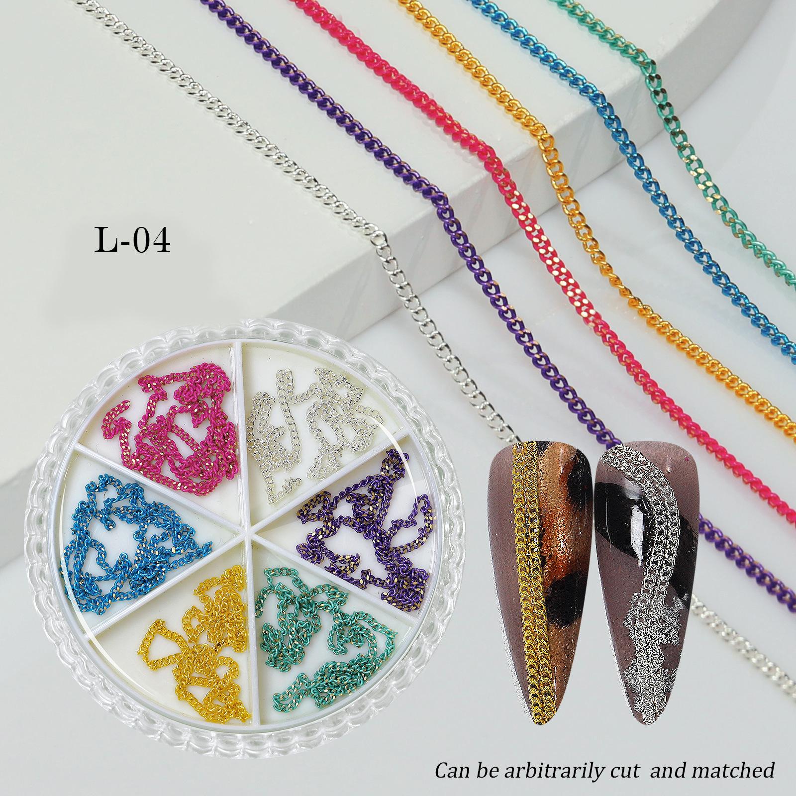 

Трансграничный нейл-арт Тонкая цепочка Металлические украшения Объемный дизайн ногтей Панк-стиль Цепочка из мелких бусин Украшение для ногтей Коробка с 6 ячейками алабама багровый