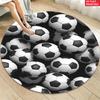 2D Multiple Soccer Balls Round Rug Flannel Sports Theme Living Room Bedroom Floor Mat Home Decoration Football Fan Gift Carpet