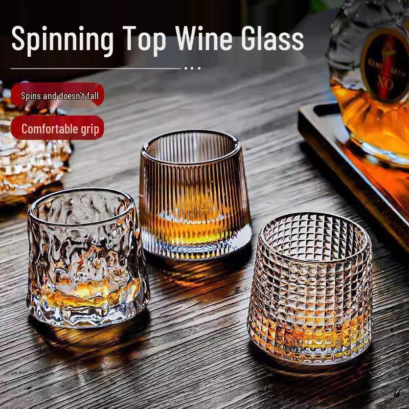 Hammered Rotating Whiskey Glasses, 180ml Set of 8