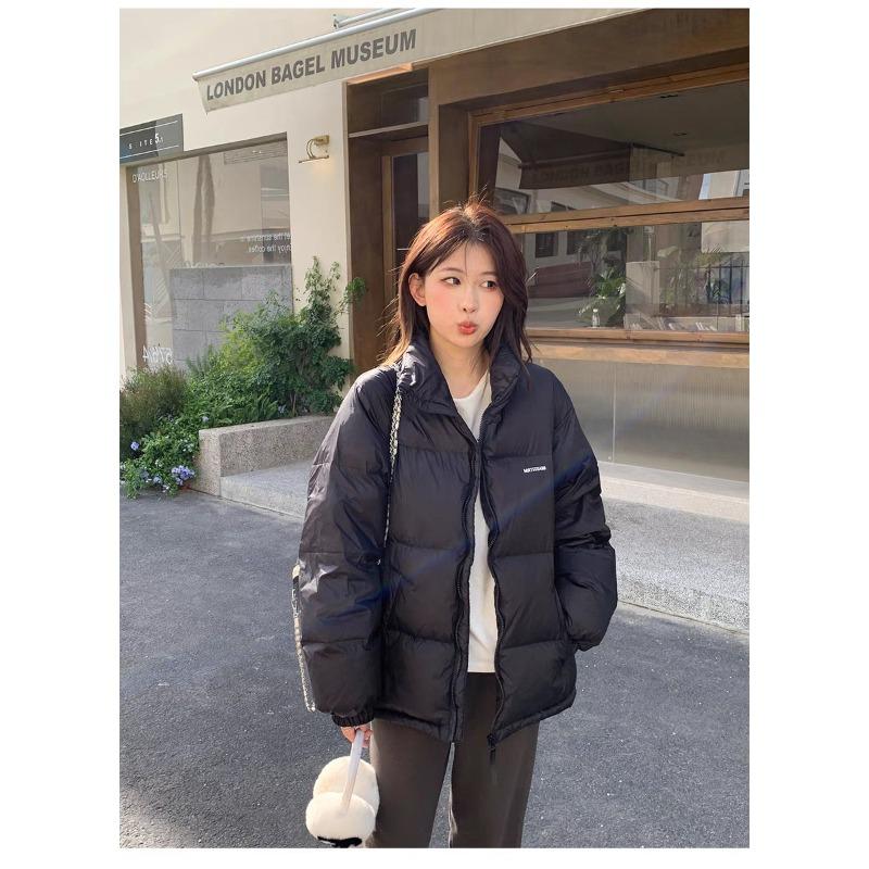 Down jacket women's winter new short small bread jacket stand-up collar thickened loose couple winter