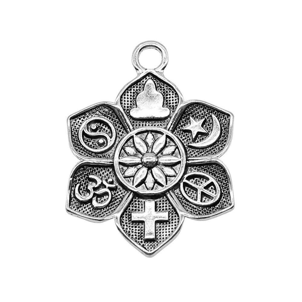 Om Lotus Charms Sports Pendants For Spiritual Yoga Themed Jewelry