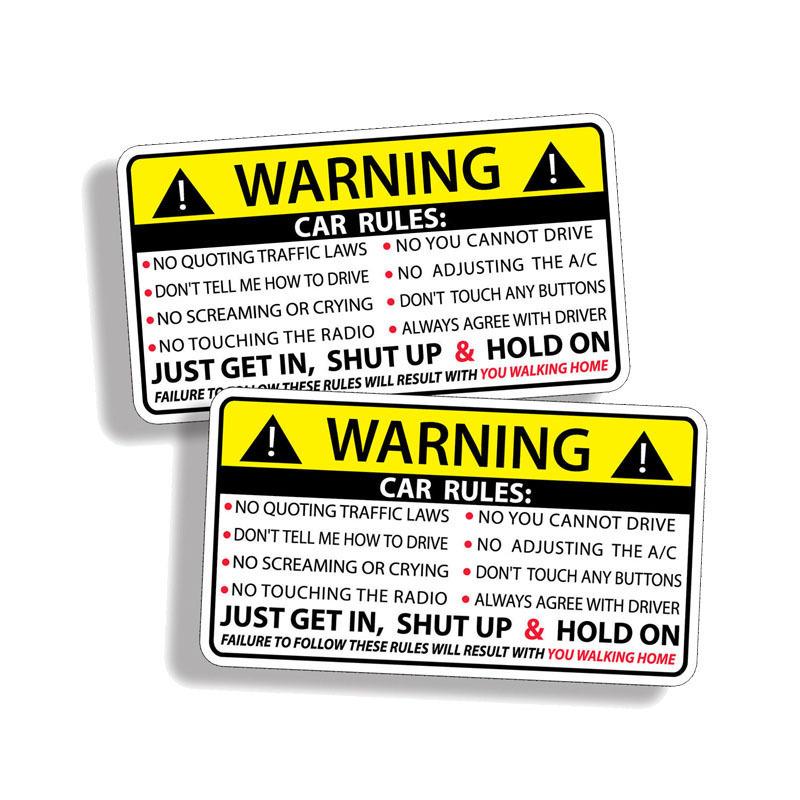 Car Safety Warning Rules StickersCar Safety Warning Rules Stickers