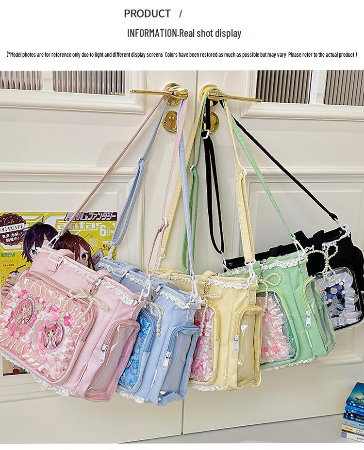 Süße Schleife Transparente Crossbody-Tasche - Große Kapazität JK Süßes Mädchen Abzeichen Tasche