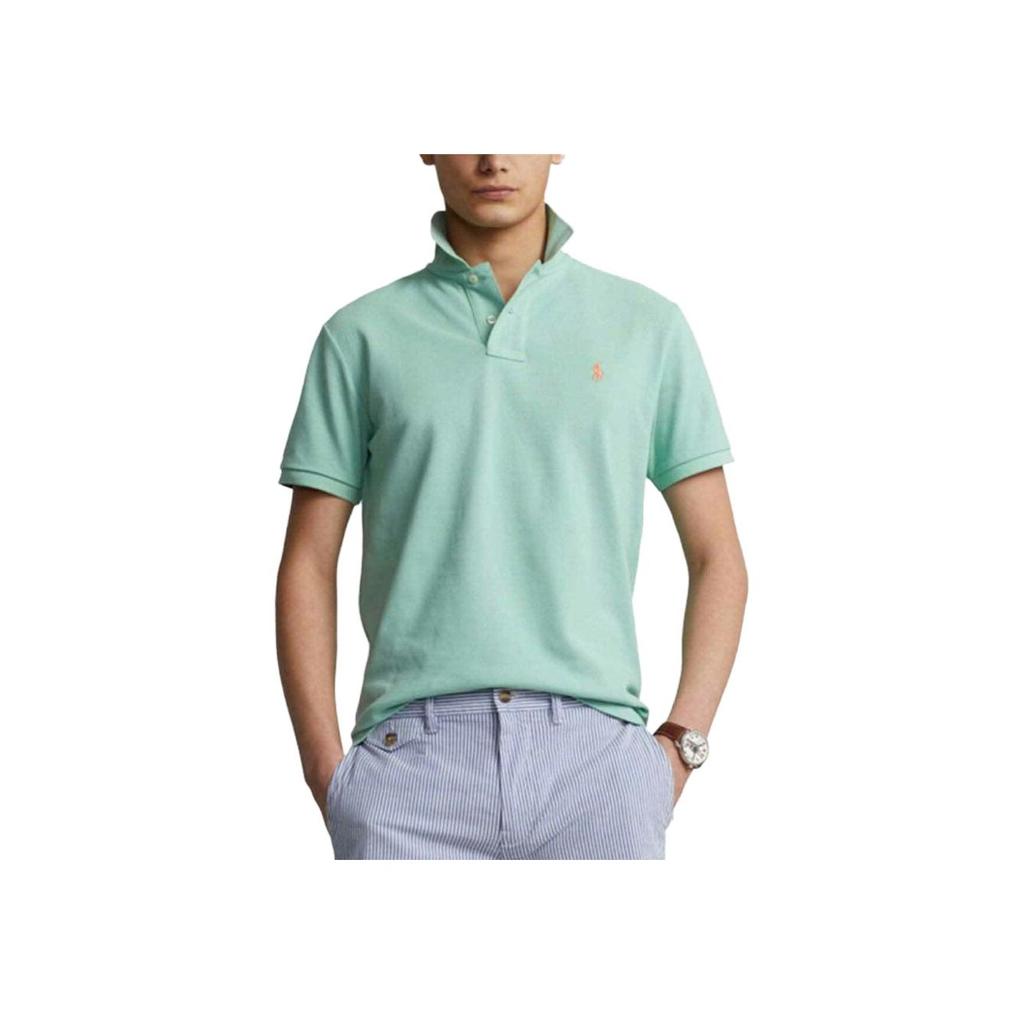 Polo Ralph Lauren Solid Color Logo Embroidered Casual Short Sleeve Polo Shirt Men tops Sea-Green 710680784-281