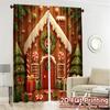 2D Flat Printing  JIT 2pcs   Curtains (Without Rod) Gingerbread Haven Popular Curtain Cloth Polyester Easy Install Curtains Home
