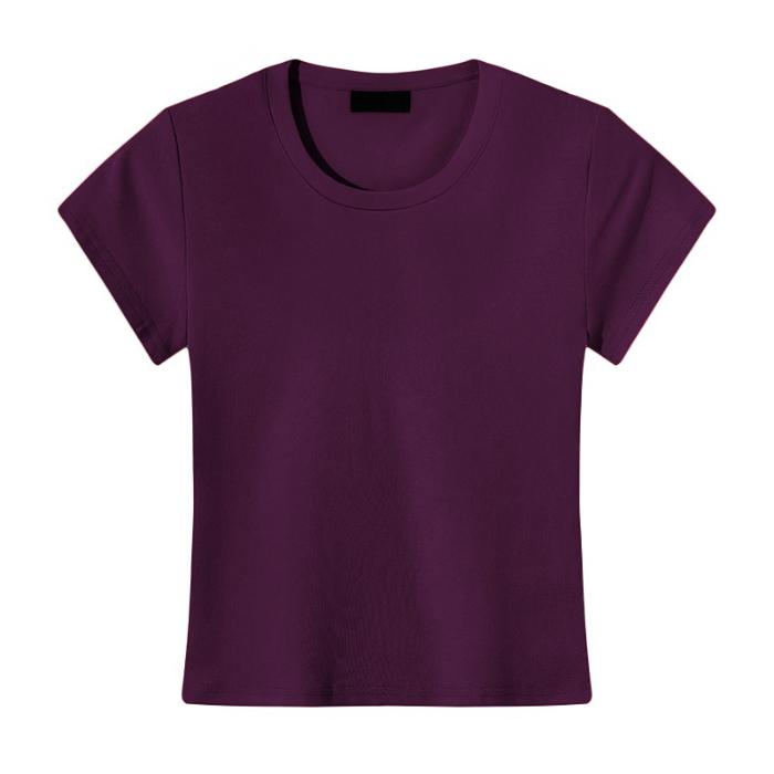 Short-sleeved CottonT-shirt 2026 Summer Simple Casual Slim New Plain Round-neck Pullover Basic Style Tops Women's Clothing
