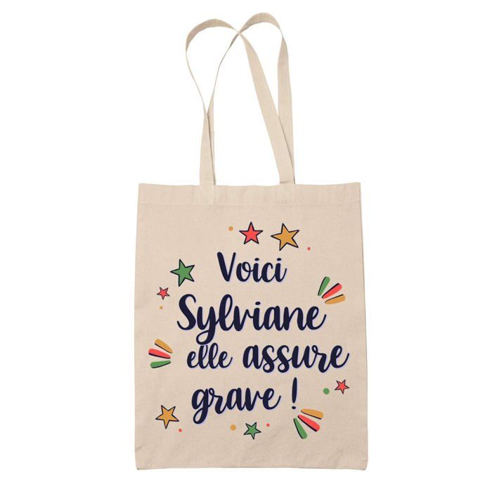 Tote Bag Sylviane elle assure grave ! | Cadeau Fête des Mères Anniversaire Soeur Noël Tata Marraine Sac Cabas réutilisable