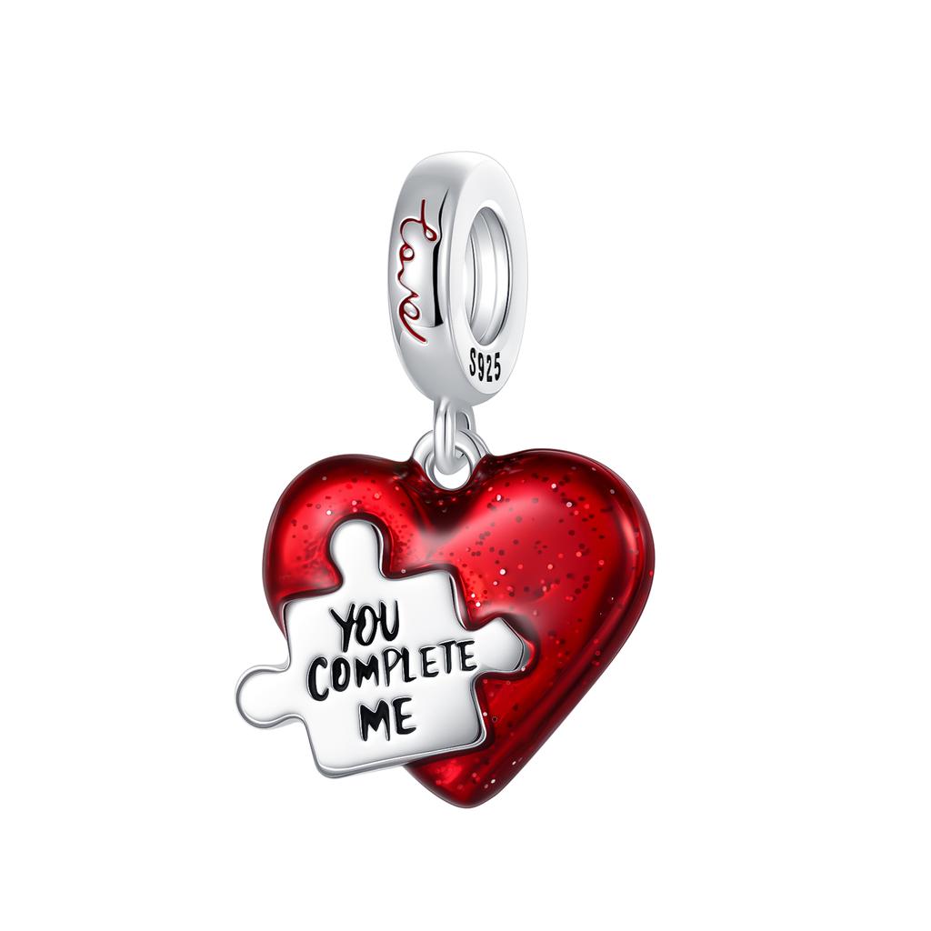 925 Silver Heart Organ Charm Red Rose Skull Pendant Dark Aesthetic Dangle Jewelry for Bracelet Necklace DIY