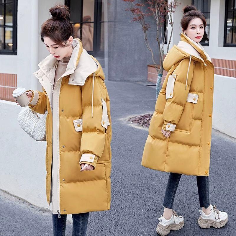 Mid-length Knee-length Down Cotton-padded Jacket, Winter Women's Fashionable Cotton-padded Jacket