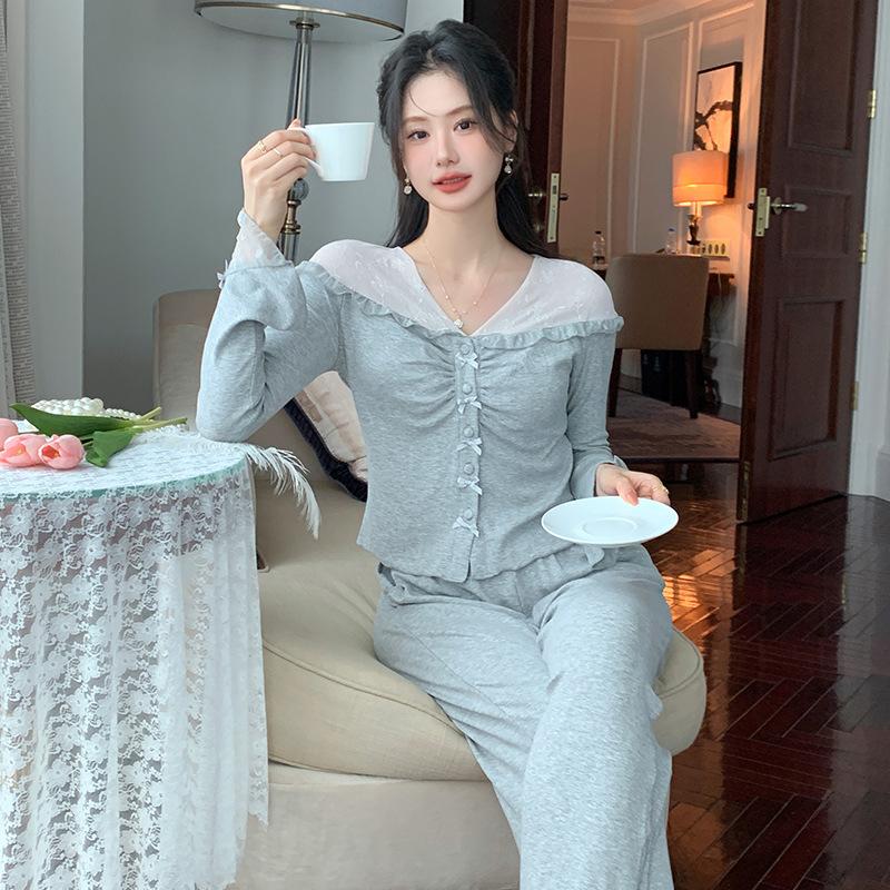 Pajamas Set for Women Long-sleeved Pants Home Suit Pijamas Women Loun