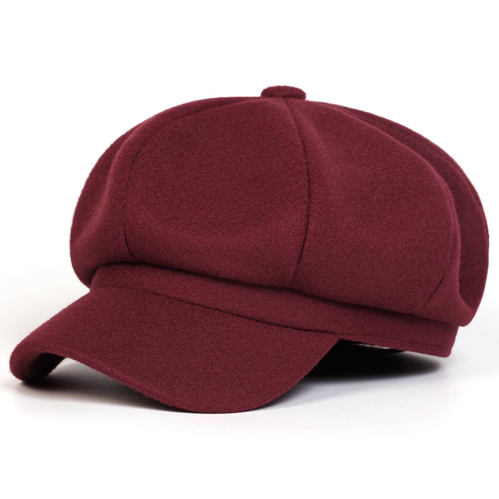 Achtkantiger Wollhut Einfarbig Unisex Outdoor Warme Hüte Winter Freizeit Barettmütze Modische Kappen