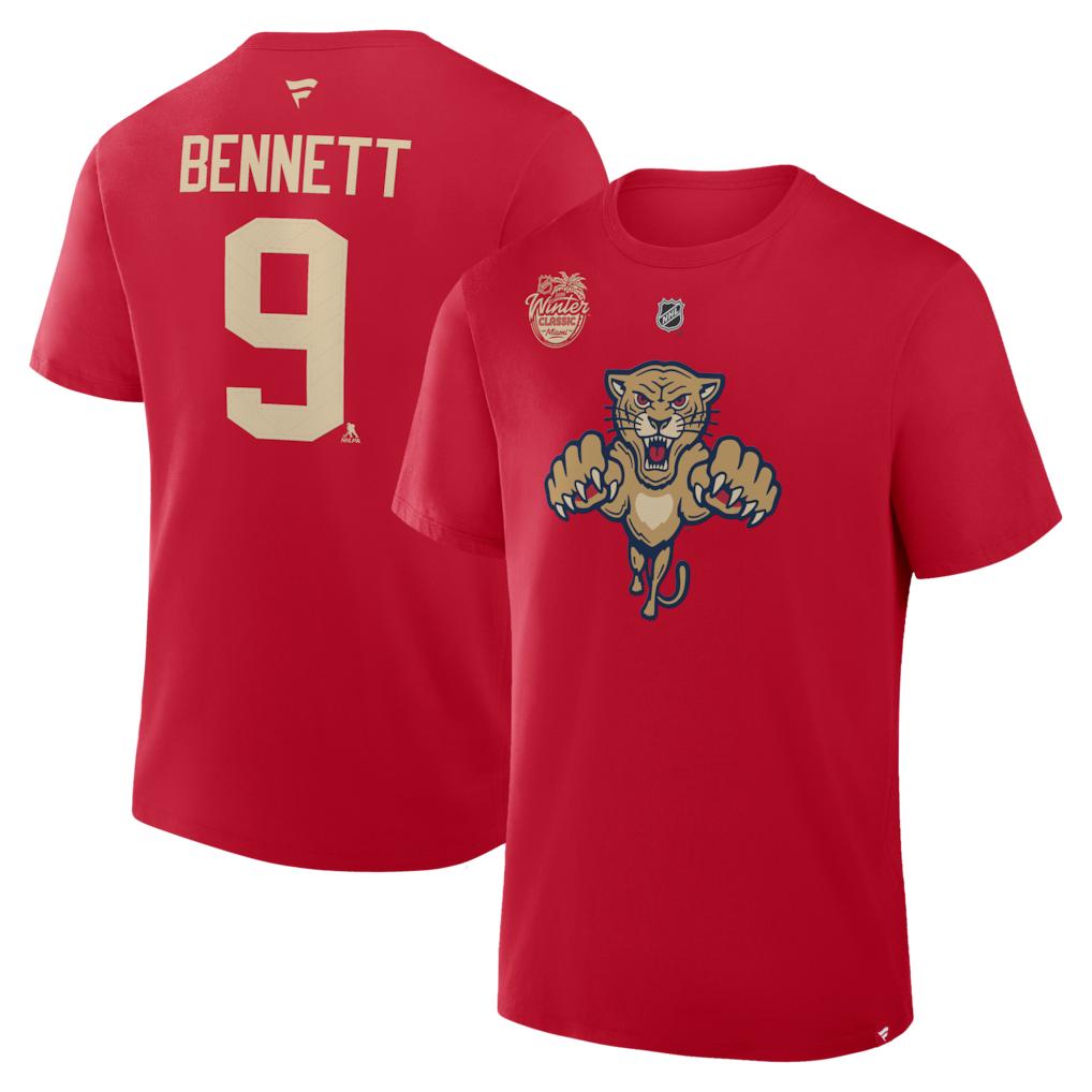 Sam Bennett Florida Panthers Fanatics 2026 Winter Classic Authentic Stack Name  Number TShirt  Red Men and Women Soft Quality S