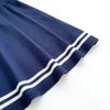 Women's White Short Sleeve Peter Pan Collar Bow Sundress Striped Hem Stretchy Ribbed Knit A-Line Mini Dress Casual Party Dress