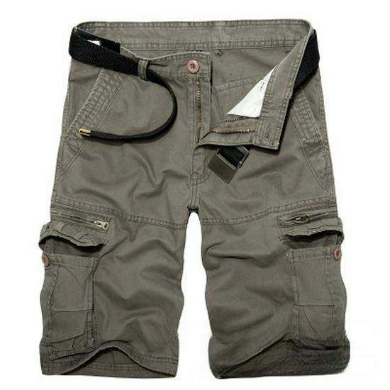Pantaloni scurți cargo lungi de plajă pentru bărbați cu buzunare multiple, croială largă, mărimi mari disponibile