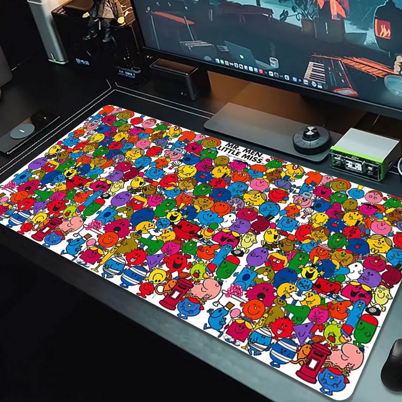 Mr. Men Little Miss Large Size Mouse Pad Large Gaming Table Cushion Non-slip Laptop Tablet Big Mousepad XXL Mat Mini PC Playmat With Lock edge
