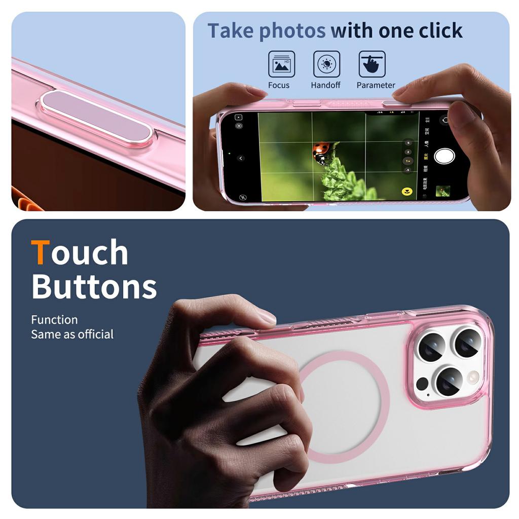 For iPhone 16 Pro Case with Camera Touch Control Button PC + TPU Phone Cover Compatible with MagSafe