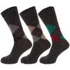 Herrensocken mit traditionellem Argyle-Muster, nicht elastisch, aus Lammwollmischung (Packung mit 3)