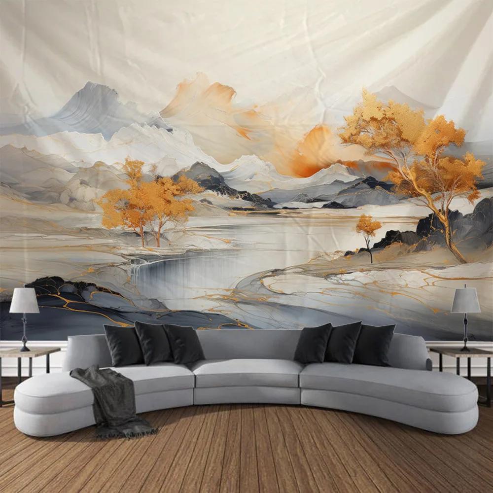 Chinese Landscape Painting, Wall Decoration Tapestry Home Decoration Living Room Bedroom, Office Background Cloth, Wall Hanging 70x100CM