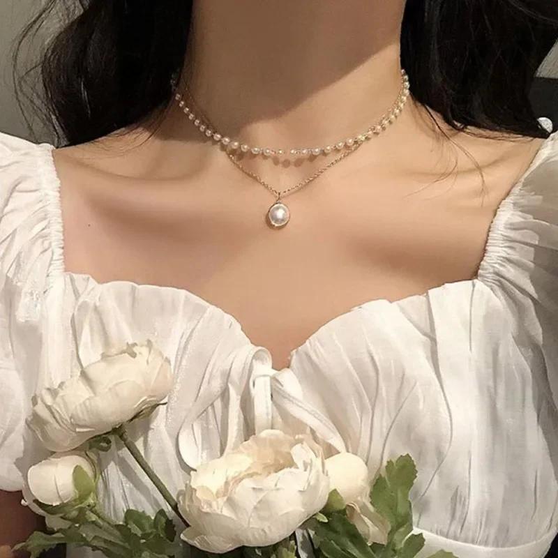 New Fashion Silver Color Double Layer Star Moon Necklace for Women Charm Delicate Zircon Stainless Steel Choker Chain Jewelry