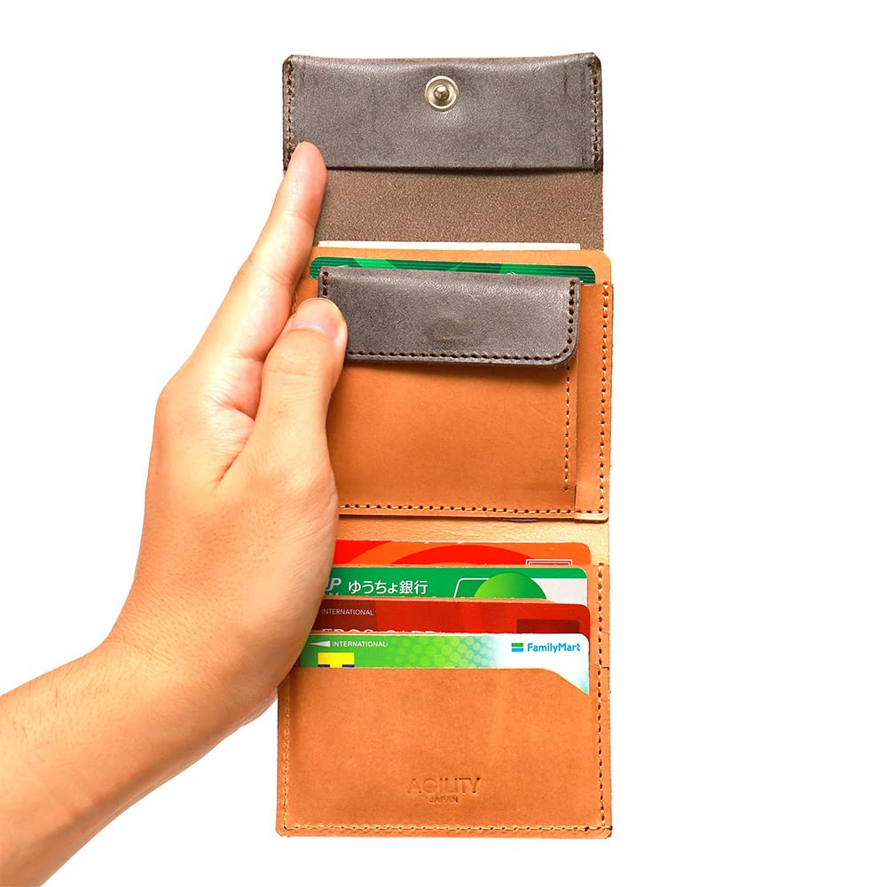 AGILITY affa Folding and Leather "Komodo" Wallet, Compact, Vertical, Small, Mid-Size, Men's Women's,