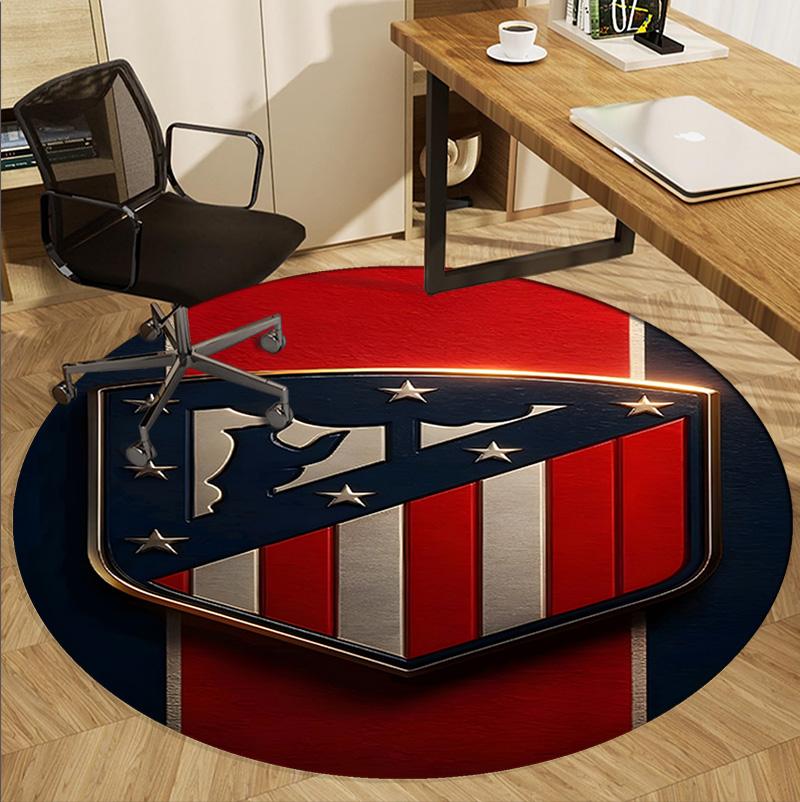 Atletico Madrid Pattern Round Rug, Indoor/Outdoor Mat, for Picnic, Gameroom, Bedroom, Office, Living Room, Home Decor Carpet, Birthday Gift