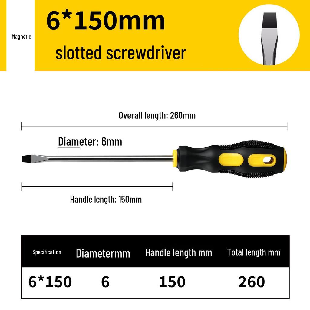 Industrial Rubberized Phillips and Slotted Screwdriver with Magnetic Bit and Non-Slip Handle.
