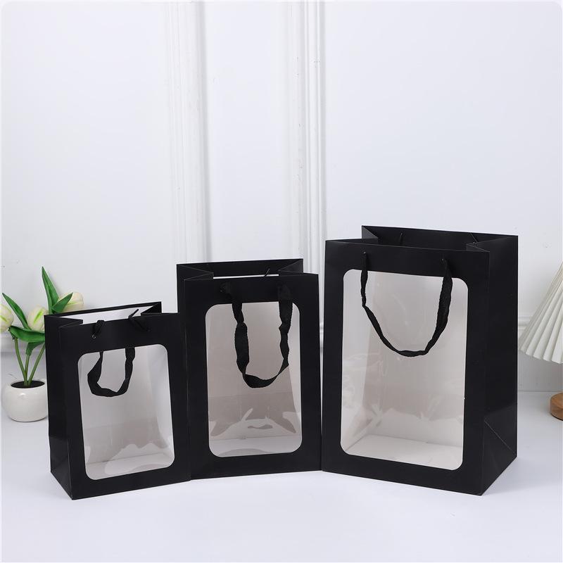 Clear Window Handbag for Fresh Flowers - Mother's Day Gift Bag or Conference Souvenir.