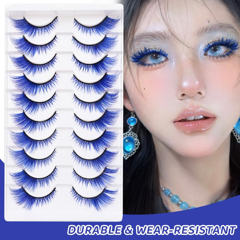 Bunte gefälschte Wimpern Halloween Make-up-Produkte Blau Rot Rosa falsche Wimpern Verlängerung farbige Wimpern Augen Make-up Cosplay