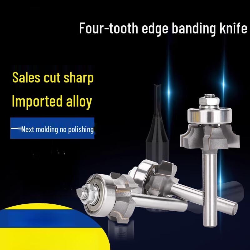 Jundinging Woodworking 4-Tooth Edge Trimming Router Bit