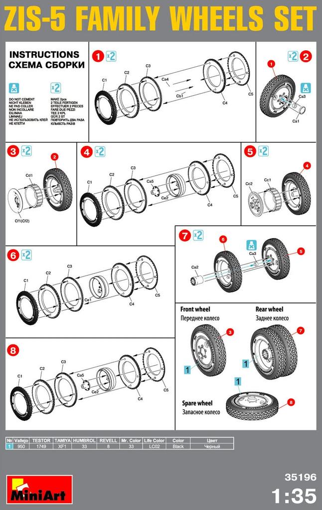 MiniArt Serie Radsatz Plastikmodell 1/35 ZIS-5