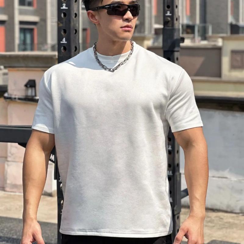 Summer Men's Solid Color Crew Neck Loose Short Sleeve T Shirt