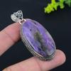 Russian Charoite Gemstone Handmade 925 Sterling Silver Pendant 2.48" B5N91