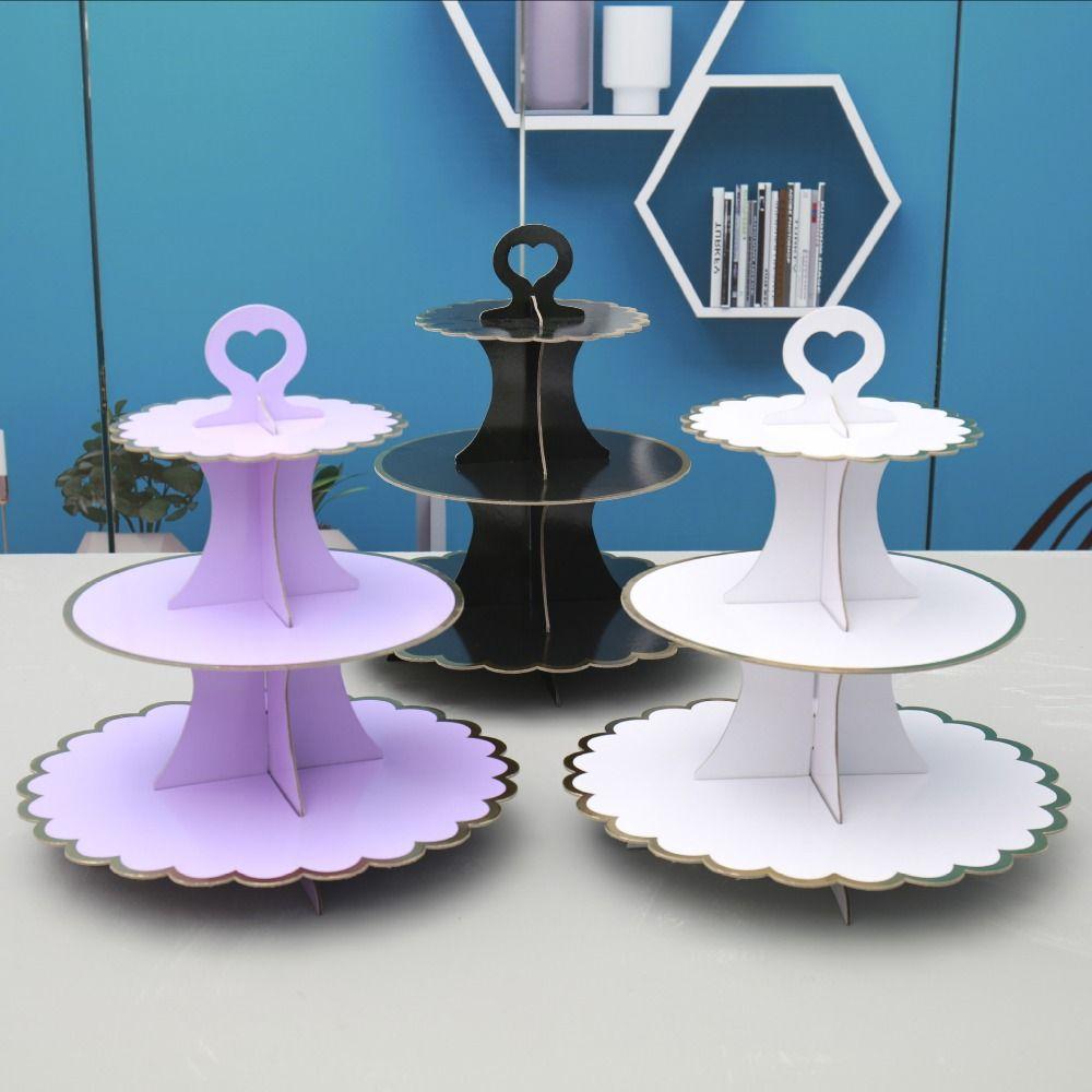 Gold-stamped Paper Cake Tray Safety Dessert Display Rack Gilded Cake Stand  Birthday Party