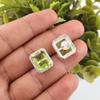Peridot Gemstone 925 Sterling Silver Zircon Studs Earring 0.57" For Women CZE-6-11