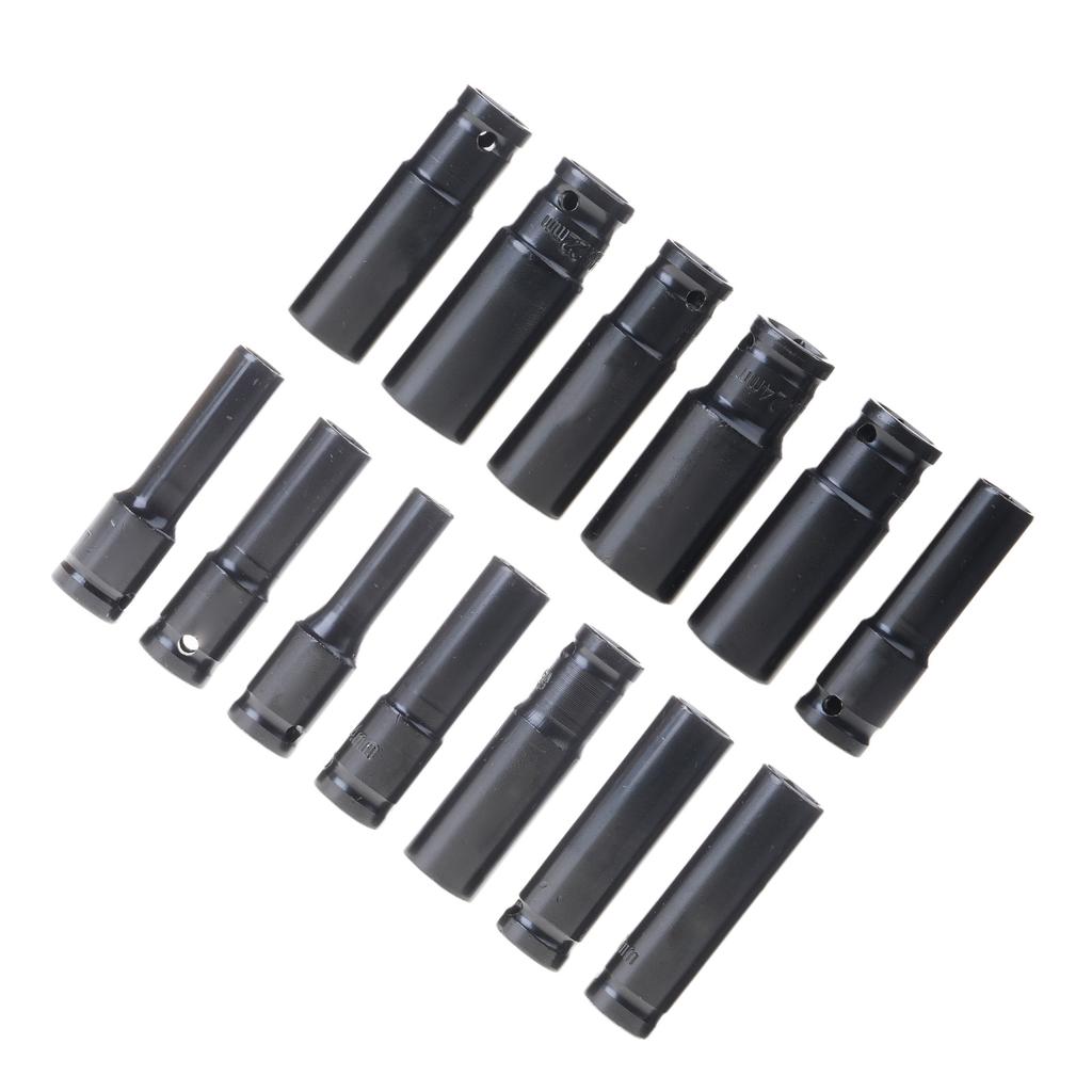 10/13Pcs Efficient 1/2" Drive Deep Impact Socket 6 Point for Efficient Screw Tightening Automotive and Furniture Repair