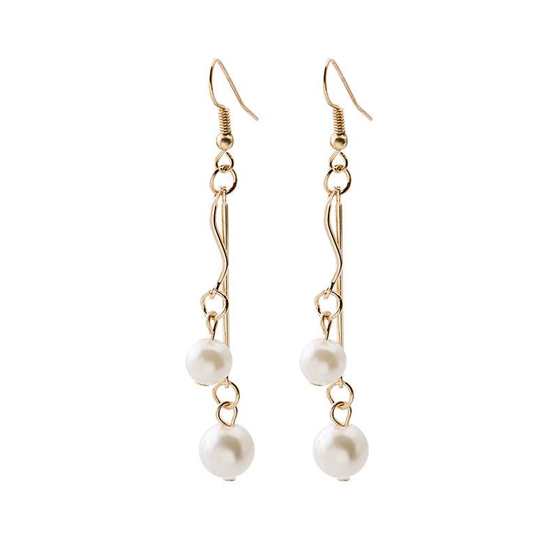 Dongdaemun New Internet Celebrity Pearl Long Fringed Earrings Ins Round Commuter Size Pearl Earrings