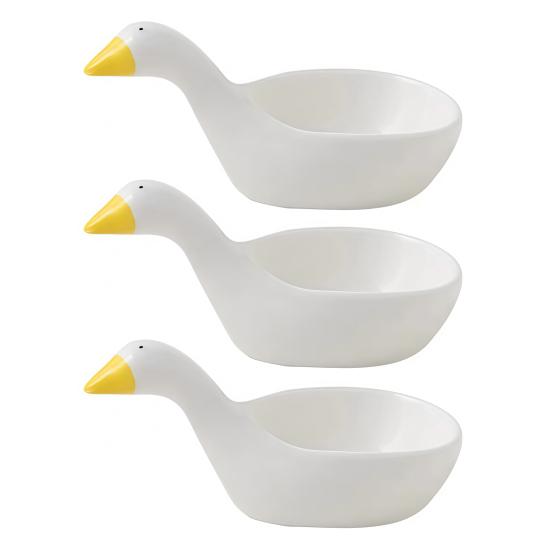 Goose Ceramic Sauce Dish Set Cute Embossed Soy Sauce & Condiment Plates for Sushi Dumplings & Hot Pot Elegant Home Decor Practical Dipping Bowls