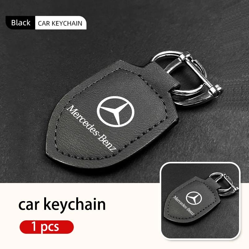 CDX1 Hot 2026 New For Benz Car Keychain Key Holder Shield Leather Key Rings Pendant For Mercedes Benz W202 W212 W126 W140 W168 W177 C
