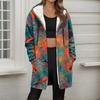 Women's Gradient Print Fashionable Loose Zipper Fleece Hoodie Jacket