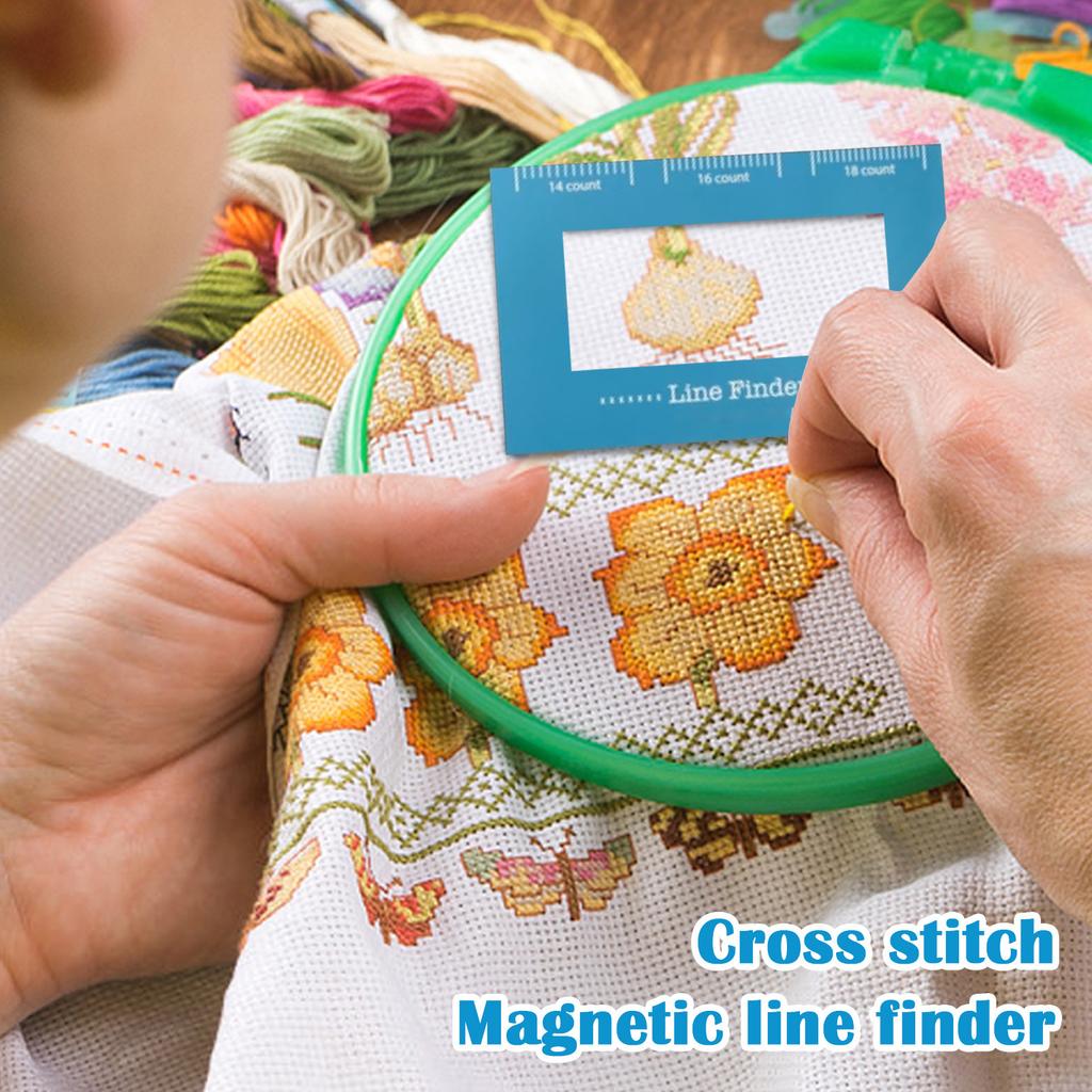 Cross Magnetic Thread Finder, Knitting Pattern Bracket, Cross Sewing Positioning Tool With Scales