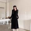 Knitted dress children's autumn and winter new lazy inner lining slim French temperament long dress gentle wind