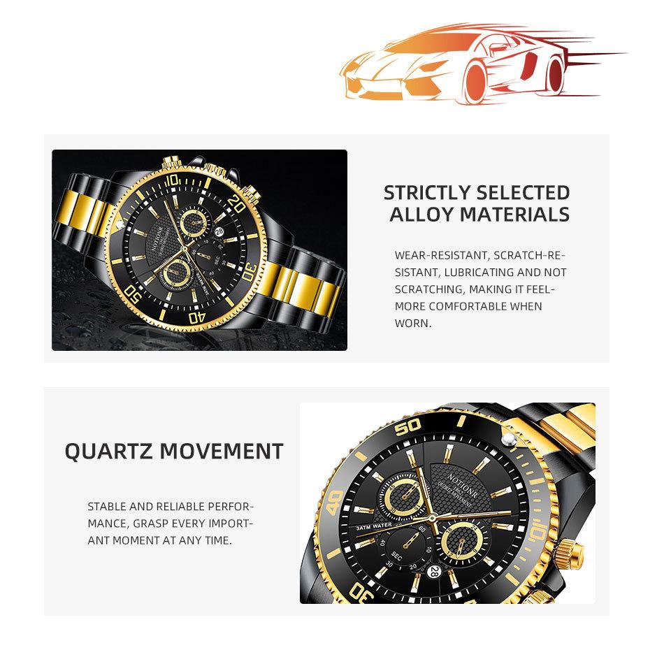 Orologio Classico da Uomo Orologio al Quarzo Orologio Multi-Quadrante Orologio in Acciaio Inossidabile Orologio Casual Sportivo da Uomo Orologio con Calendario Analogico